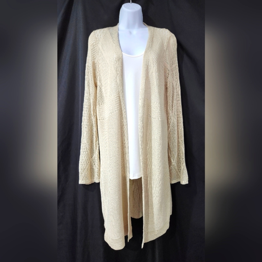 Women's Beige Open-Front Sweater